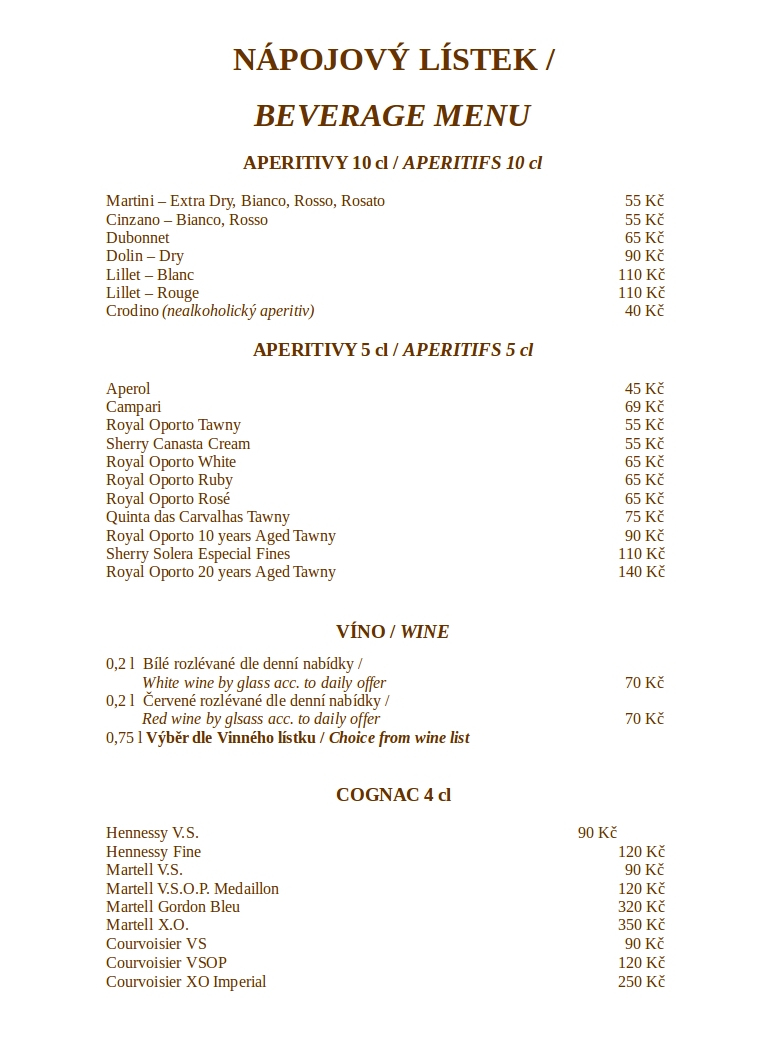 napojove menu